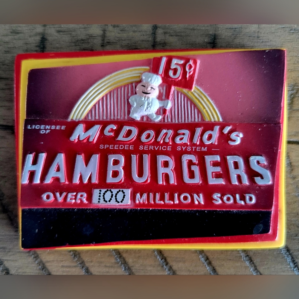 Vintage Retro 1997 McDonald's 15-Cent Hamburgers Rubber Fridge Magnet